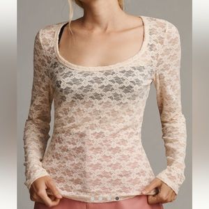 NWT Anthropologie, Size XS. Ivory White Lace Top